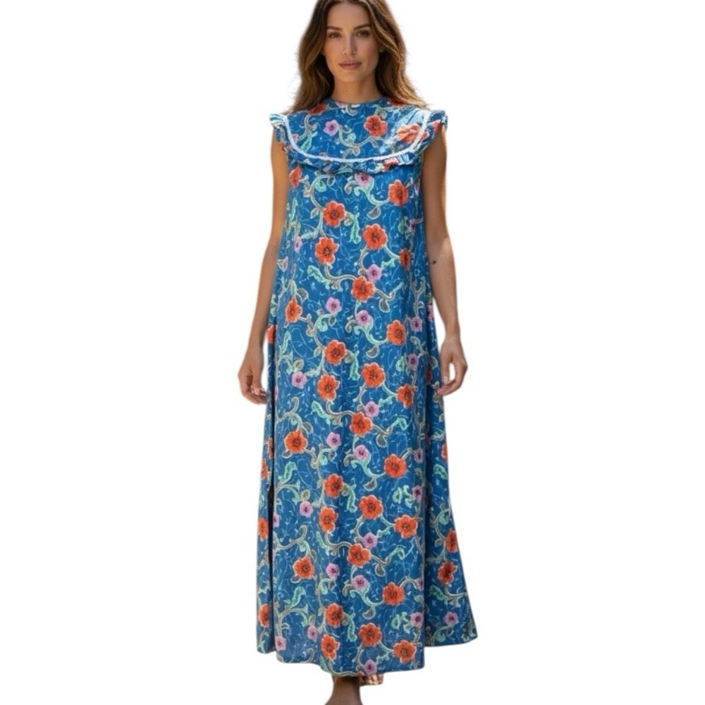 Vintage Faiva Hawaii Small Sleeveless Hawaiian Print Dress Floral